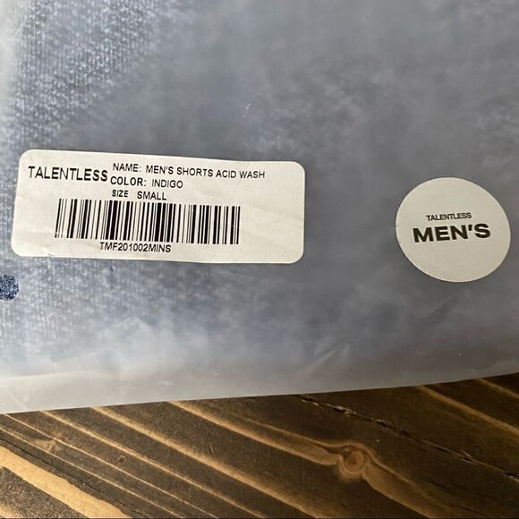 NEW Talentless Mens‎ Shorts Acid Wash in Blue Indigo Size Small - Picture 12 of 13
